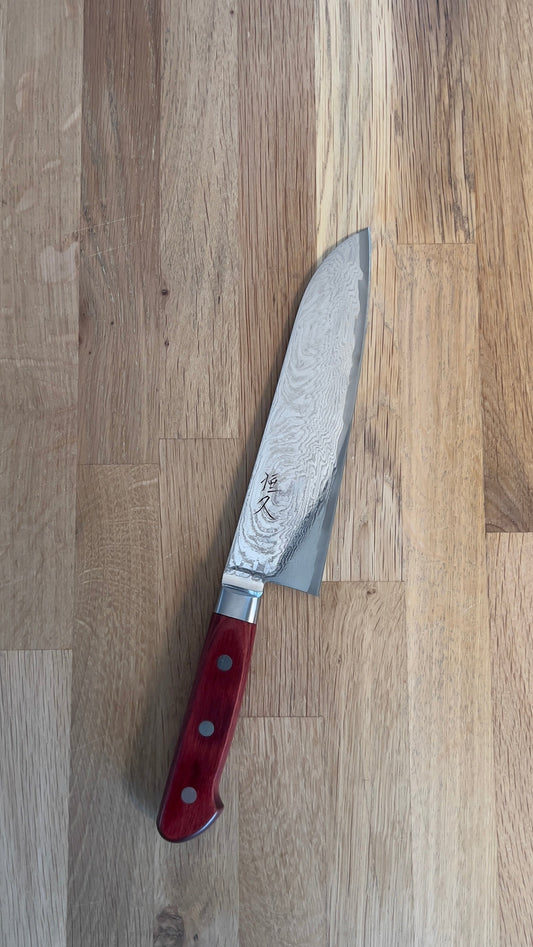 Tsunehisa Damascus Nami Santoku 180 mm